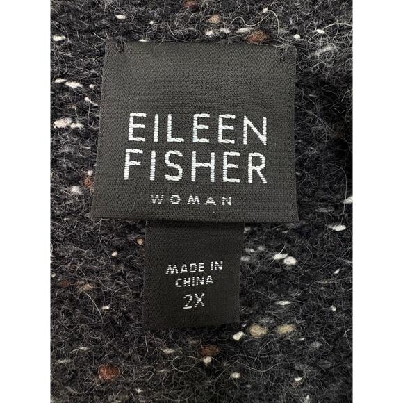 EILEEN FISHER Womens Black 100% Wool Long Cardigan Sweater Size 2XL - Picture 4 of 13